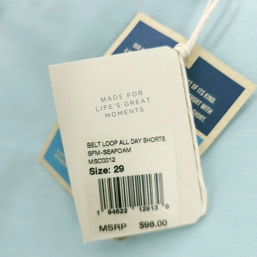 NWT FAHERTY All Day Casual Shorts SEAFOAM Pale Blue 8.5
